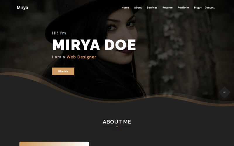 Mirya - Тема WordPress для особистого портфоліо