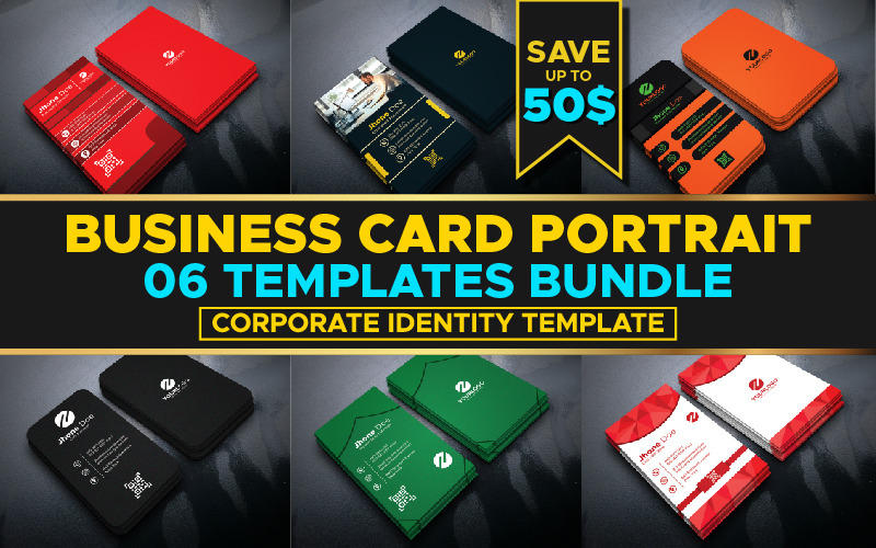 Business Card portrait Templates Bundle - Corporate Identity Template
