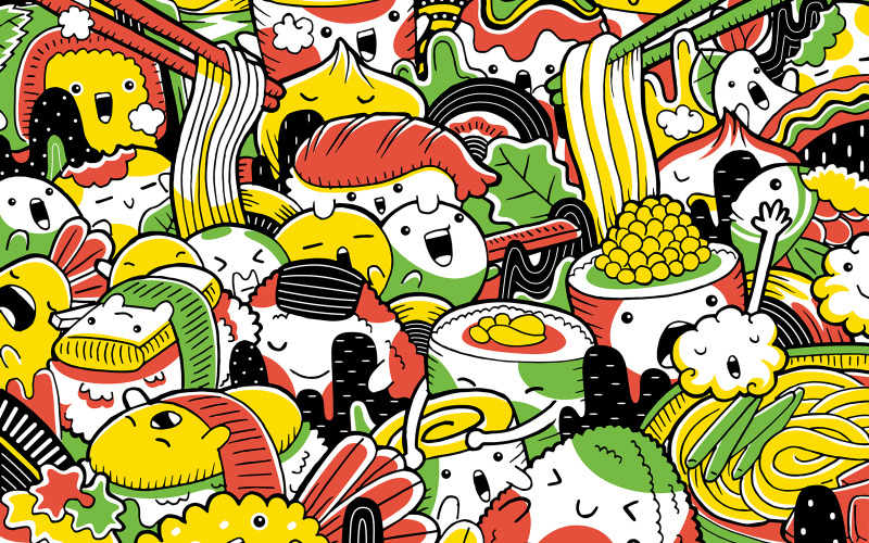 Comida japonesa - ilustración vectorial