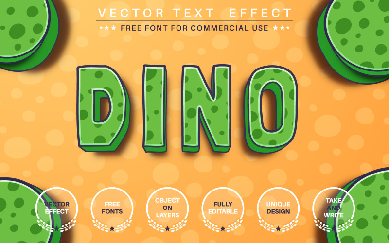 3D Dino - upravitelný textový efekt, styl písma, grafické ilustrace