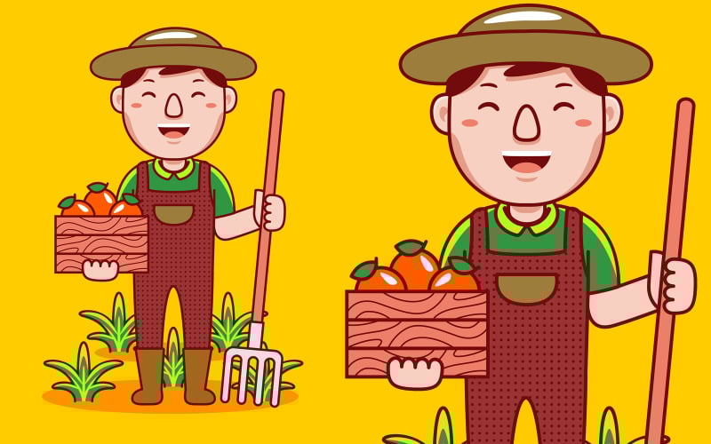Desenho animado da profissão de fazendeiro - ilustração vetorial