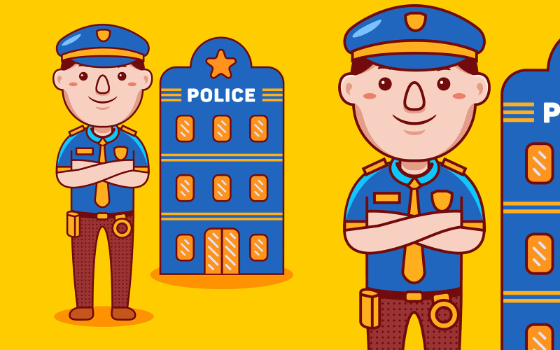 Dibujos animados de profesión policial - ilustración vectorial