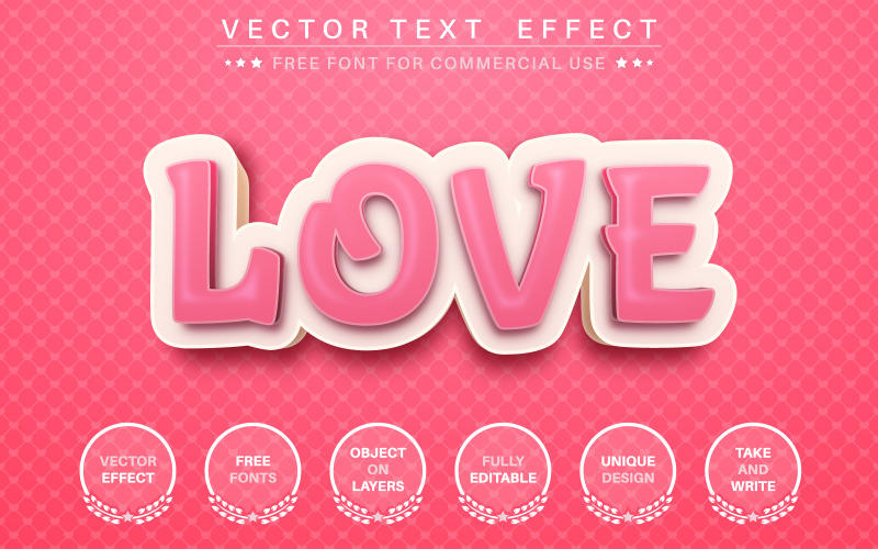 3D-kärlek - redigerbar texteffekt, typsnittstil, grafikillustration
