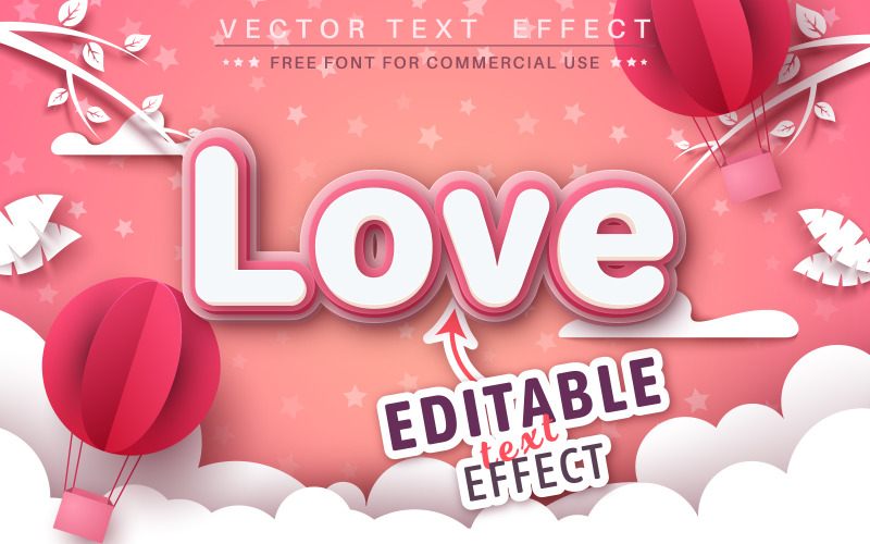 Love drielaags bewerkbaar teksteffect, lettertypestijl, grafische illustratie