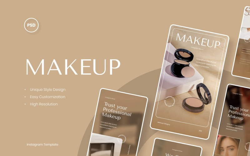 Maquillage - Modèle d'histoires de beauté cosmétiques Instagram