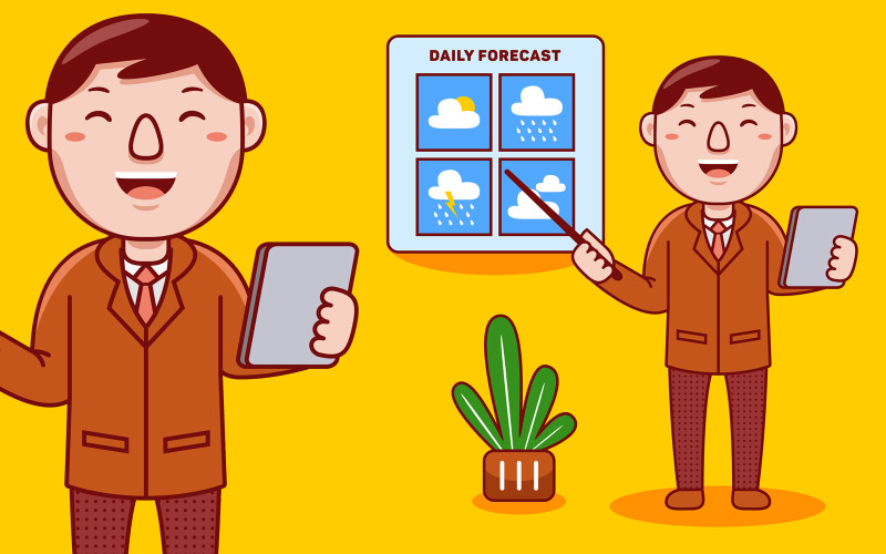 News Anchor Profession Cartoon - Illustration vectorielle