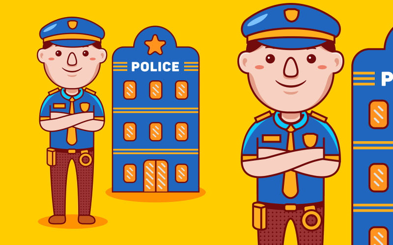 Police Profession Cartoon - Vector Illustration