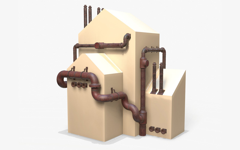 Průmyslové parní potrubí PBR 3D model