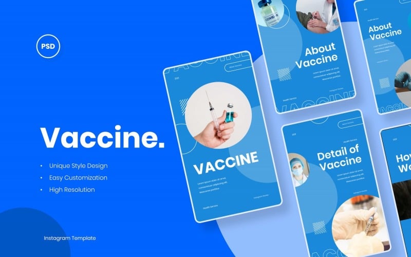 Vaccin - Modèle d'histoires Instagram sur la santé