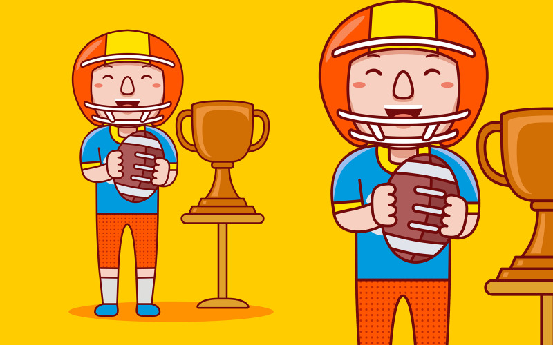 American Football Spieler Beruf Cartoon - Vektor-Illustration