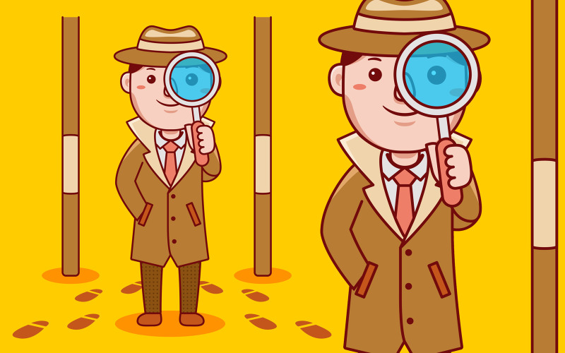 Caricature de profession de détective - Illustration vectorielle