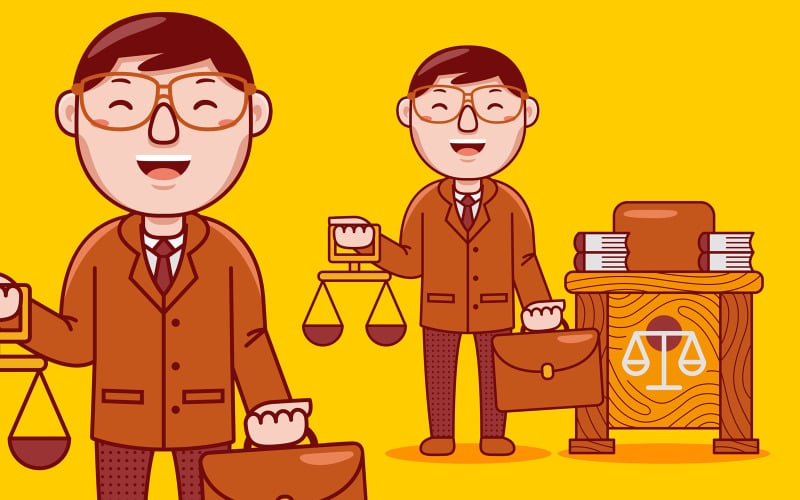 Desenho animado da profissão de advogado - ilustração vetorial
