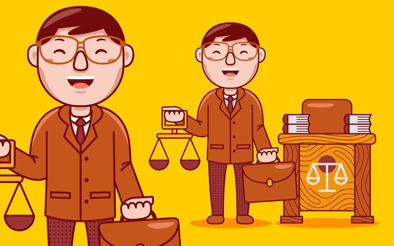 Kreskówka zawód prawnika - ilustracja wektorowa