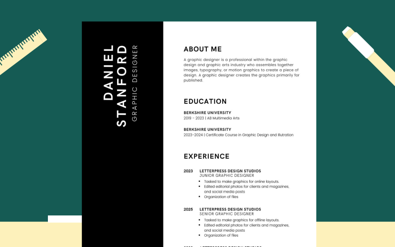 Black & White Professional Resume Template