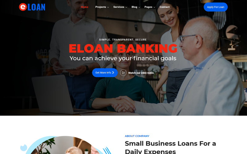 eLoan - Bankacılık, Kredi ve Sigorta Web Sitesi Şablonu