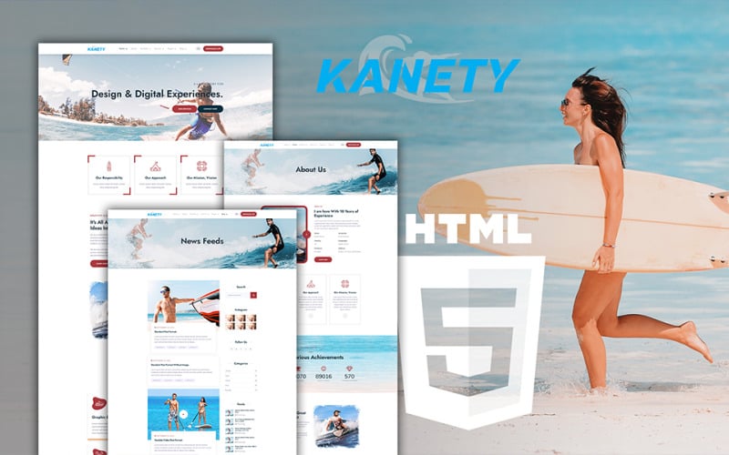 Kanety HTML5-sjabloon voor surfen en watersporten