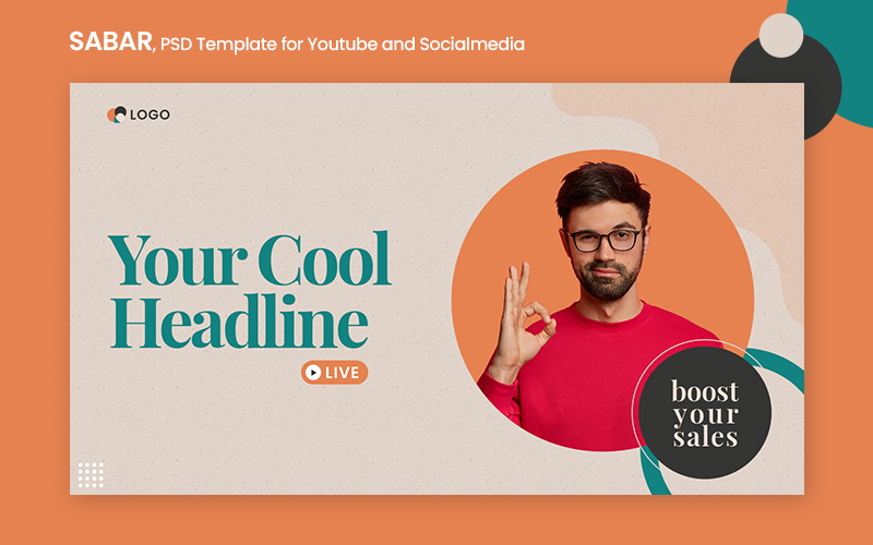 Sabar - Modello di banner PSD per Youtube e social media
