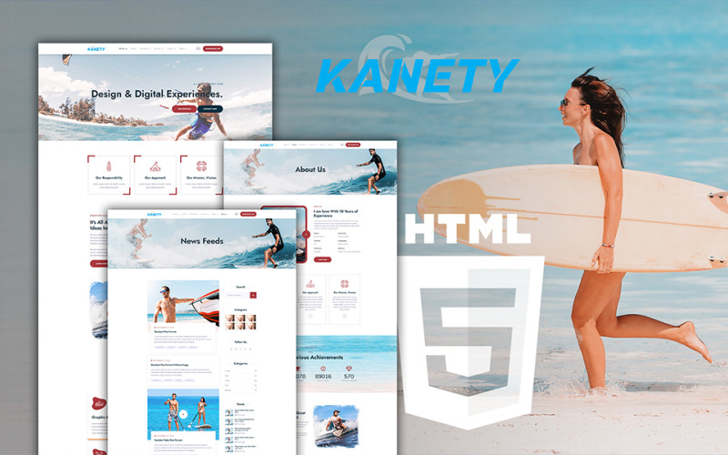 Шаблон HTML5 для серфинга и водных видов спорта Канети