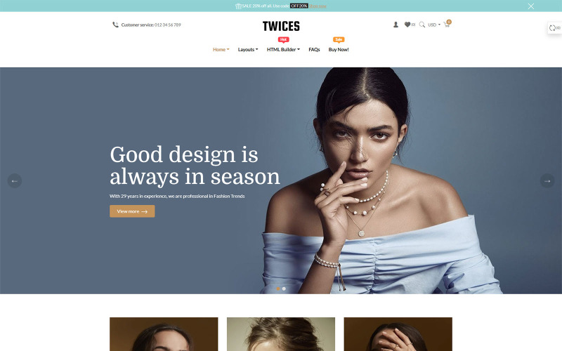 Twices - бесплатная многоцелевая тема Shopify для раздела