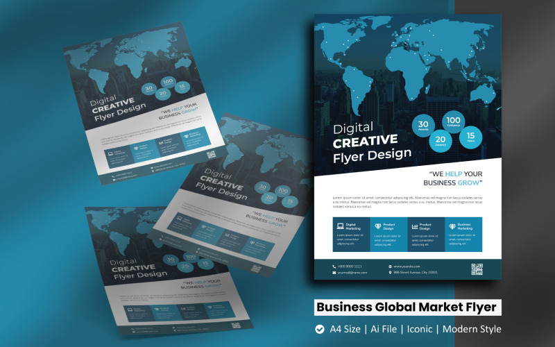 Бізнес Глобальний маркетинг Flyer шаблон фірмового стилю
