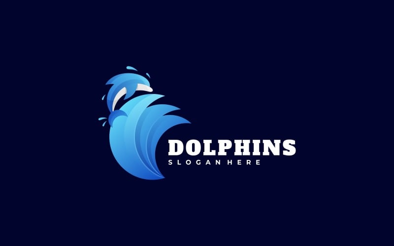 Dolfijnen Gradiënt Kleurrijk Logo