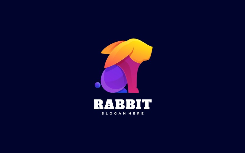 Estilo de logotipo colorido com gradiente de coelho