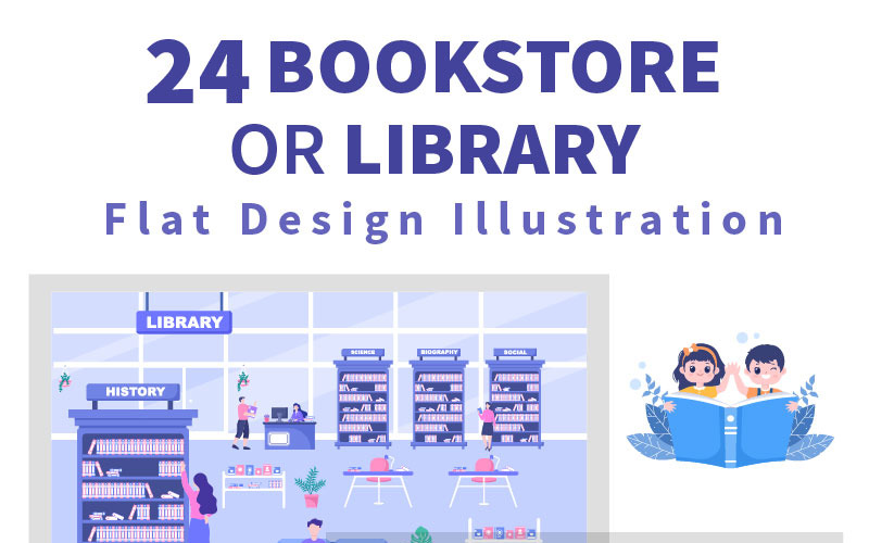 24 Ilustración de librería o biblioteca