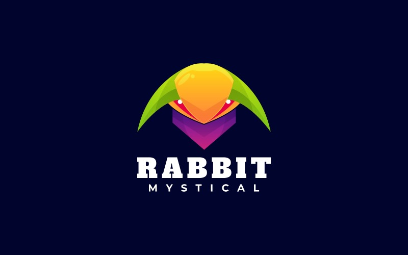 Кролик Градиент Красочный Шаблон Логотипа