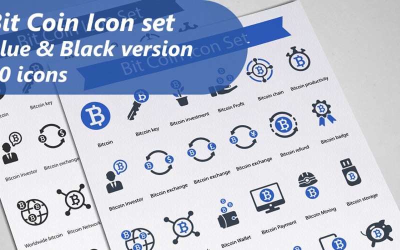 Šablona sady ikon bitcoinů
