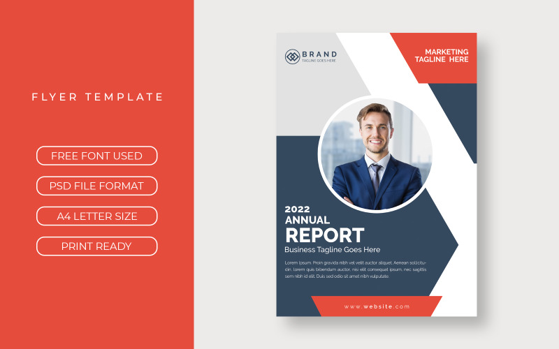 Diseño de presentación de portada de informe de volante anual de negocios