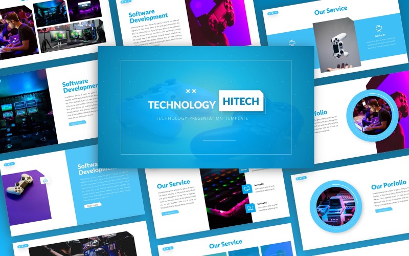 Hitech - Technologie Multifunctionele Sjablonen PowerPoint presentatie
