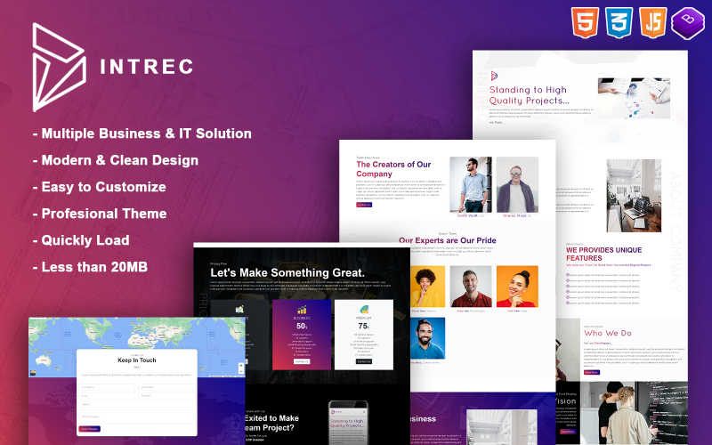 Intrec | Multiple Business Services & IT Solutions Bootstrap Template