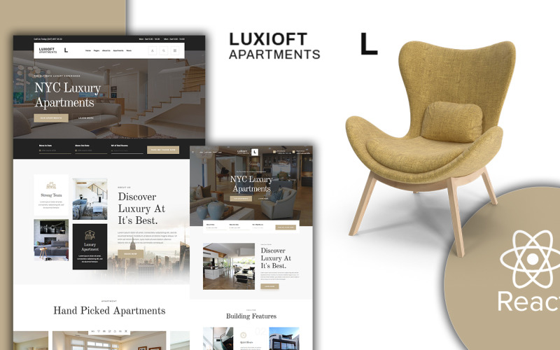Luxloft - Modern Appartement React Website-sjabloon