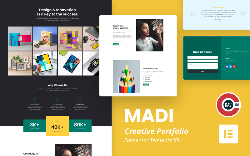 Madi - Kit de elemento de portfólio criativo