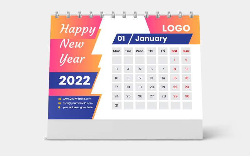 Modello grande calendario da tavolo 2022