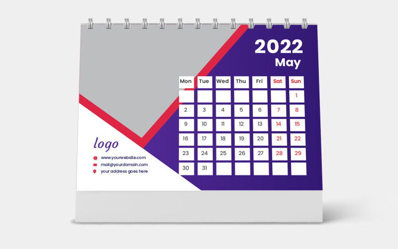 Modelo de calendário de mesa personalizado 2022