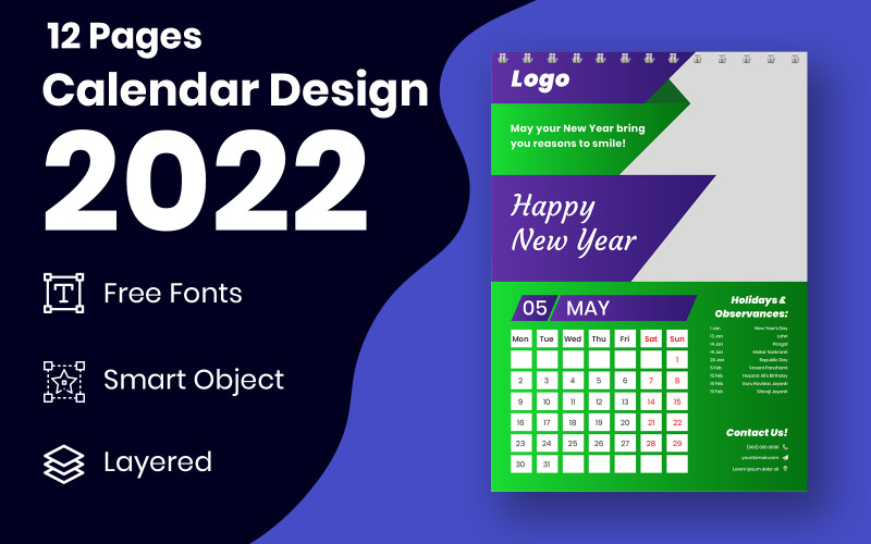 Nový rok 2021 moderní kalendář šablony design stránky vektor