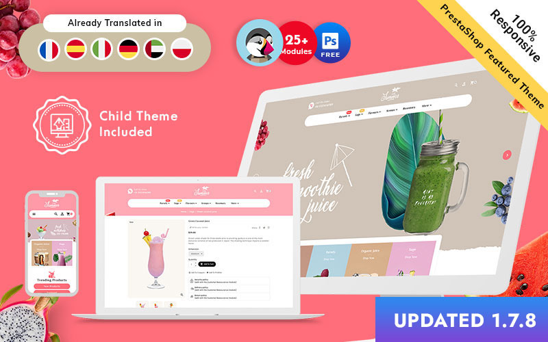 夏季 - 饮料和果汁高级 PrestaShop 响应主题