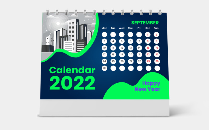 Calendario de escritorio 2022 Design Week Lunes a domingo