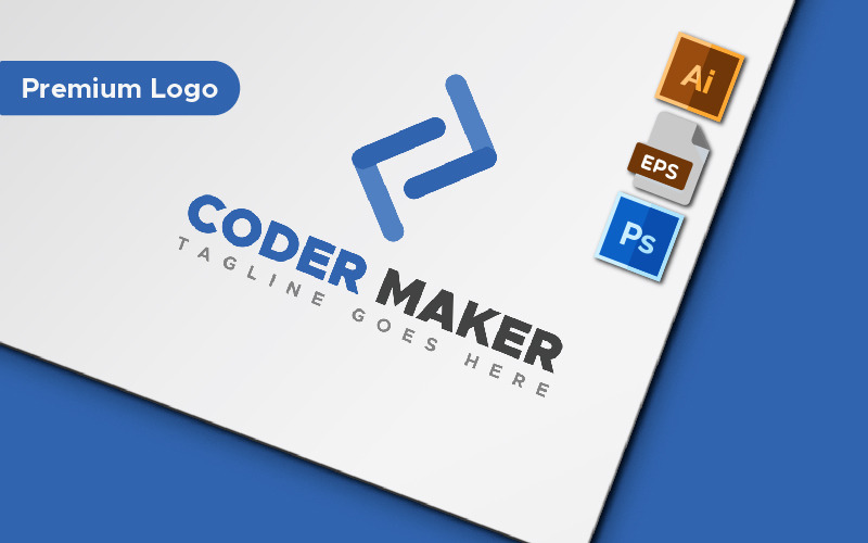Coder Maker Minimalist Logo Şablonu