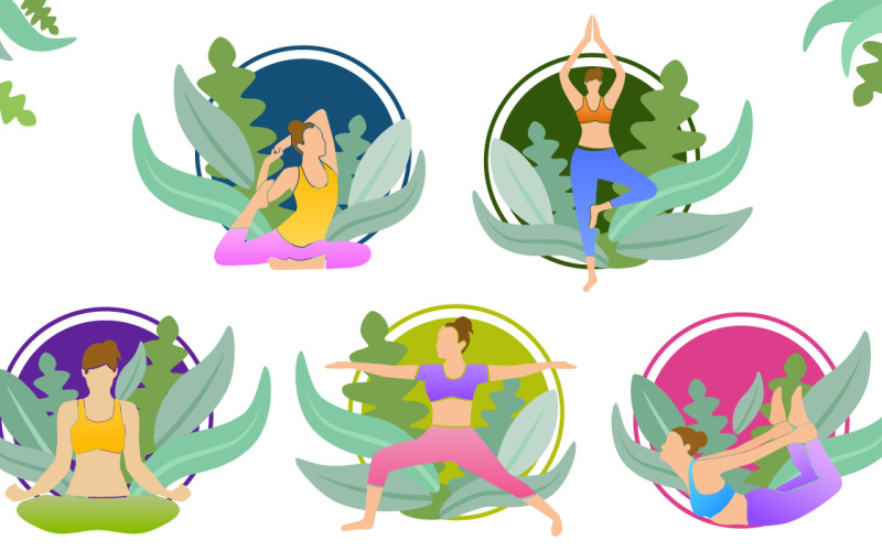 Modèle d'illustration de filles de yoga