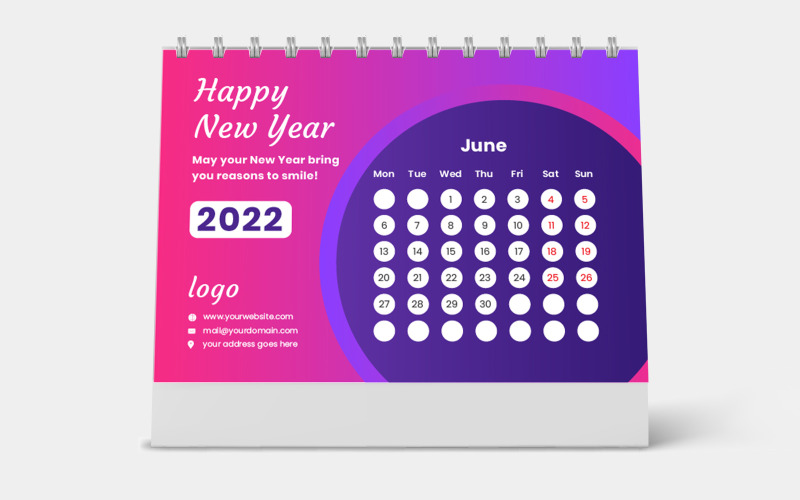 Modèle de calendrier de bureau 2022
