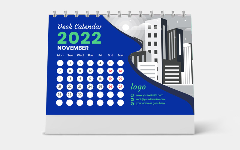 Nieuw bureaukalender 2022 vectorontwerp