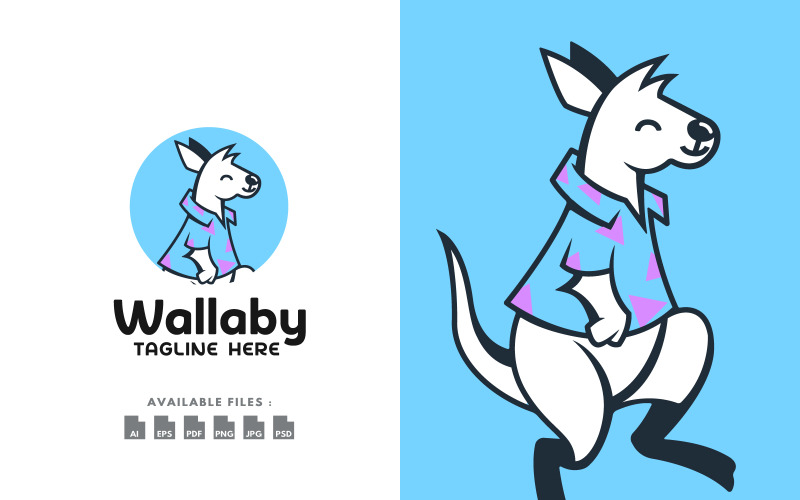 Trendy Cool Wallaby Character Logo