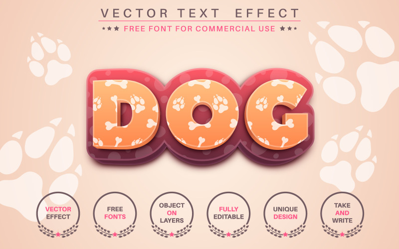 Big Dog - редактируемый текстовый эффект, стиль шрифта, графическая иллюстрация