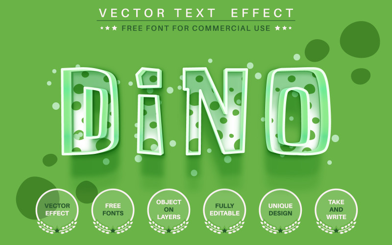 Kids Dino - edytowalny efekt tekstowy, styl czcionki, ilustracja w stylu graficznym