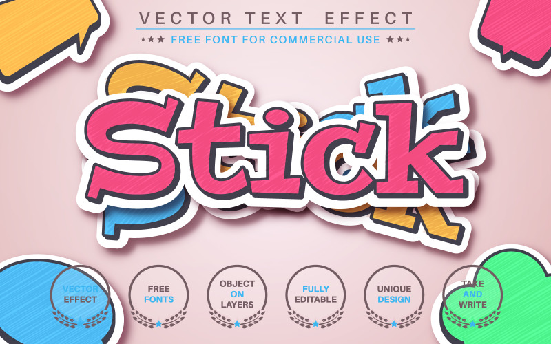Sticker instellen - bewerkbaar teksteffect, letterstijl, grafische afbeelding