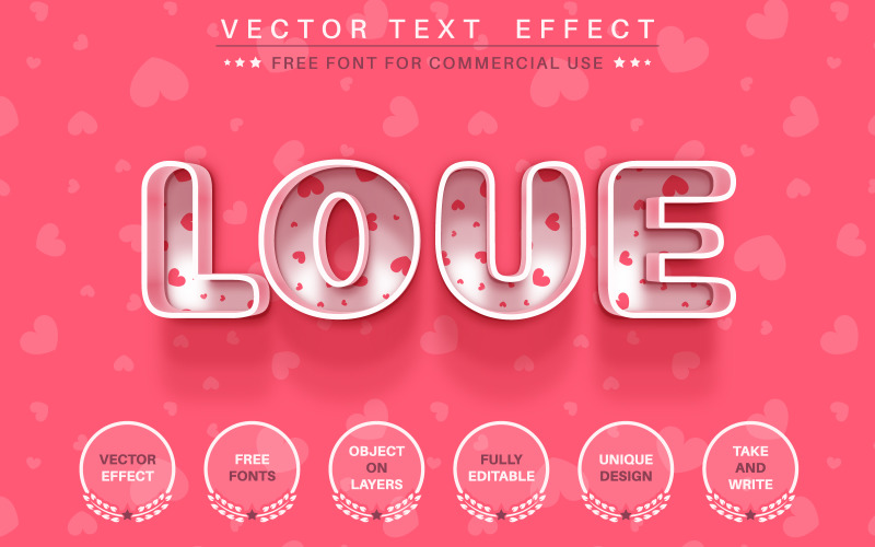 Szív szerelem - szerkeszthető szöveghatás, betűtípus, grafikus stílus illusztráció