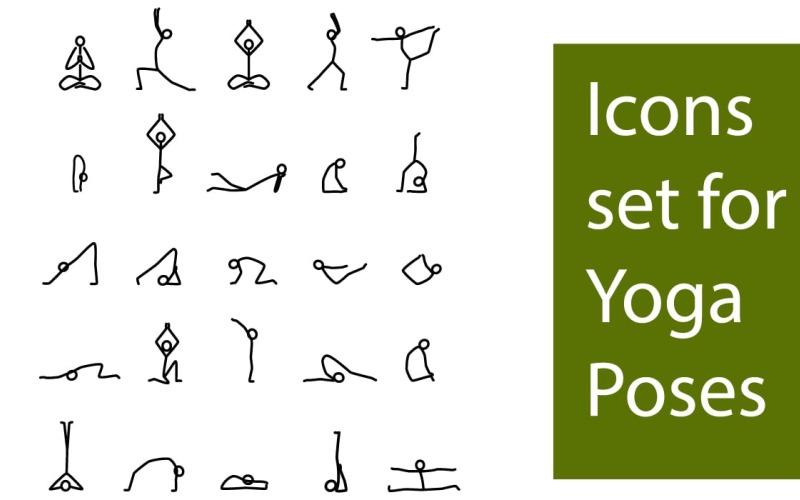 Conjunto de ícones de boneco palito para modelo de ícones de ioga