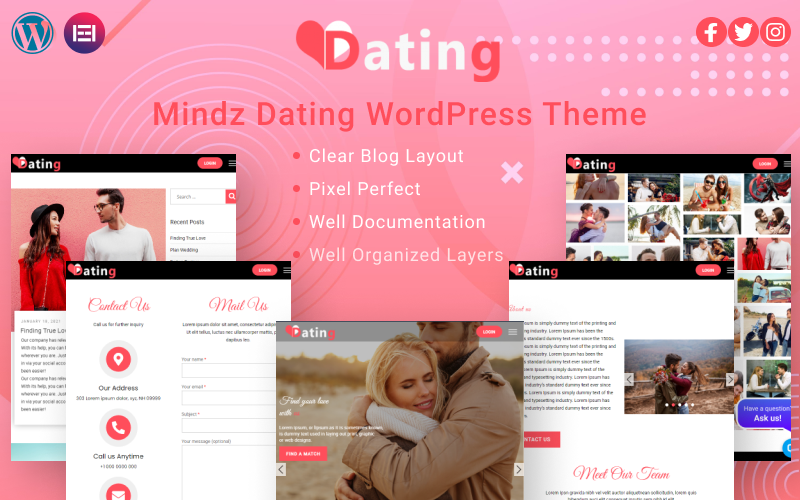 Mindz Dating WordPress-tema